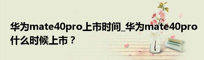 华为mate40pro上市时间_华为mate40pro什么时候上市？