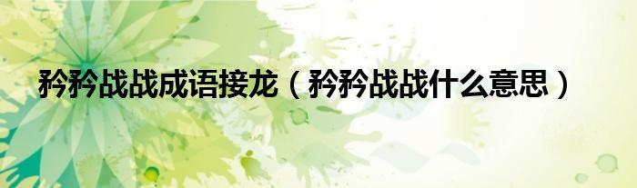 矜矜战战成语接龙（矜矜战战什么意思）