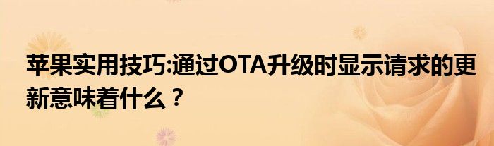 苹果实用技巧:通过OTA升级时显示请求的更新意味着什么？