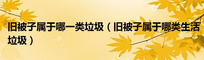旧被子属于哪一类垃圾（旧被子属于哪类生活垃圾）
