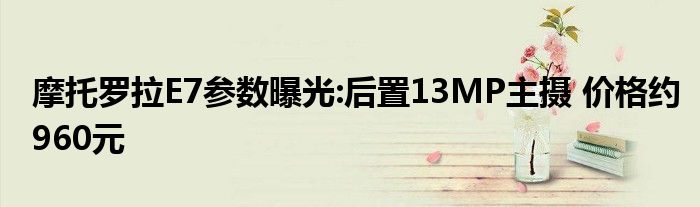 摩托罗拉E7参数曝光:后置13MP主摄 价格约960元