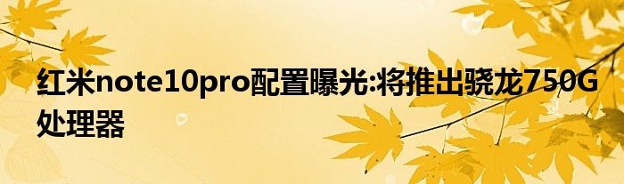 红米note10pro配置曝光:将推出骁龙750G处理器