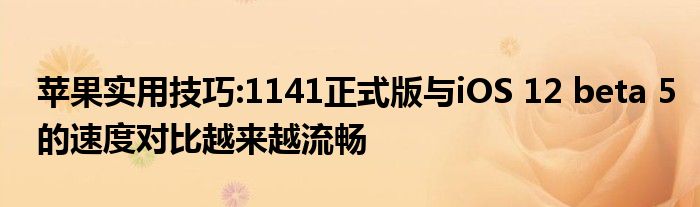 苹果实用技巧:1141正式版与iOS 12 beta 5的速度对比越来越流畅