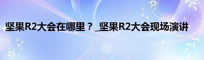 坚果R2大会在哪里？_坚果R2大会现场演讲