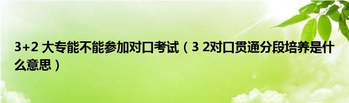 3+2 大专能不能参加对口考试（3 2对口贯通分段培养是什么意思）