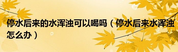 停水后来的水浑浊可以喝吗（停水后来水浑浊怎么办）