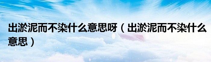 出淤泥而不染什么意思呀（出淤泥而不染什么意思）