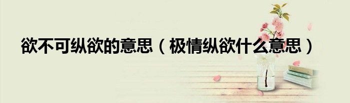 欲不可纵欲的意思（极情纵欲什么意思）