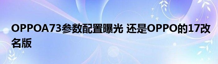 OPPOA73参数配置曝光 还是OPPO的17改名版