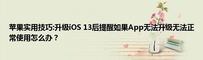 苹果实用技巧:升级iOS 13后提醒如果App无法升级无法正常使用怎么办？