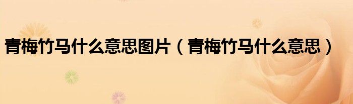 青梅竹马什么意思图片（青梅竹马什么意思）