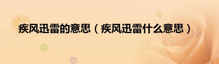 疾风迅雷的意思（疾风迅雷什么意思）