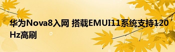 华为Nova8入网 搭载EMUI11系统支持120Hz高刷