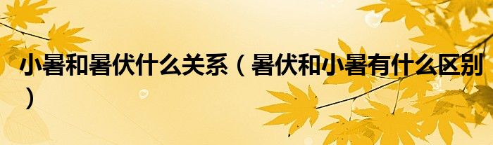 小暑和暑伏什么关系（暑伏和小暑有什么区别）