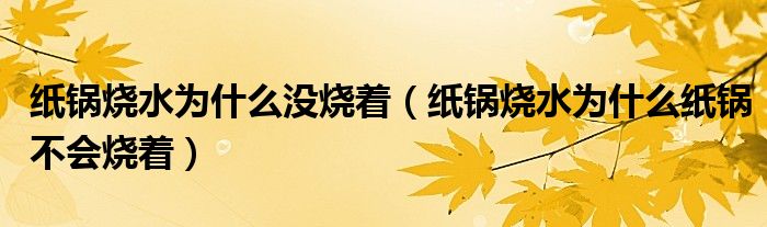 纸锅烧水为什么没烧着（纸锅烧水为什么纸锅不会烧着）