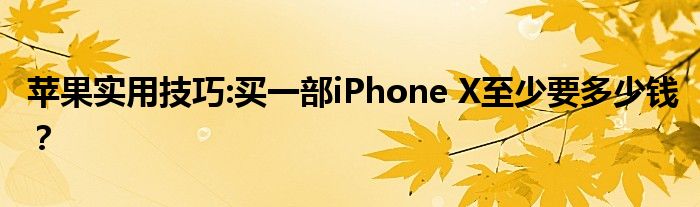 苹果实用技巧:买一部iPhone X至少要多少钱？