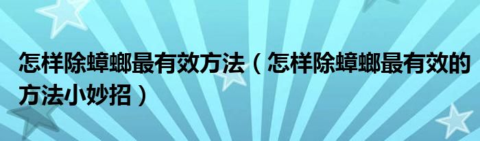 怎样除蟑螂最有效方法（怎样除蟑螂最有效的方法小妙招）