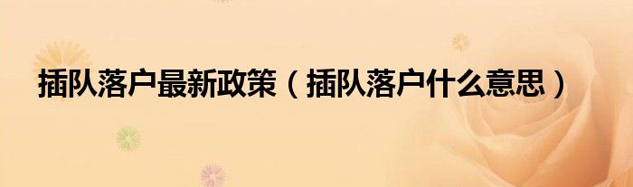 插队落户最新政策（插队落户什么意思）