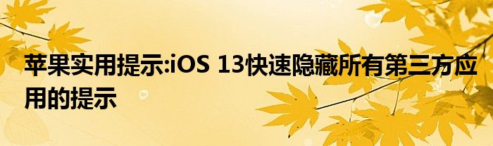 苹果实用提示:iOS 13快速隐藏所有第三方应用的提示