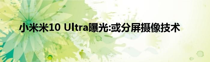 小米米10 Ultra曝光:或分屏摄像技术