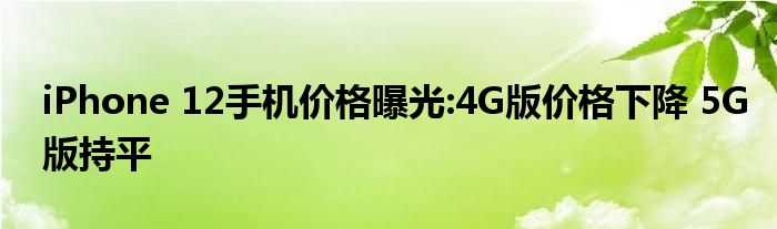 iPhone 12手机价格曝光:4G版价格下降 5G版持平