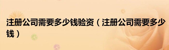 注册公司需要多少钱验资（注册公司需要多少钱）