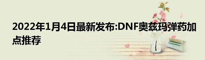 2022年1月4日最新发布:DNF奥兹玛弹药加点推荐