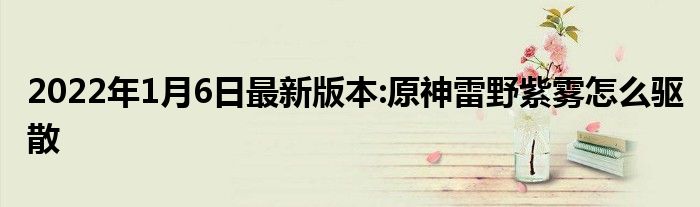 2022年1月6日最新版本:原神雷野紫雾怎么驱散