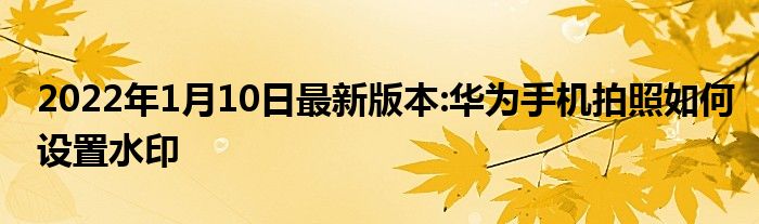 2022年1月10日最新版本:华为手机拍照如何设置水印