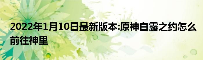 2022年1月10日最新版本:原神白露之约怎么前往神里