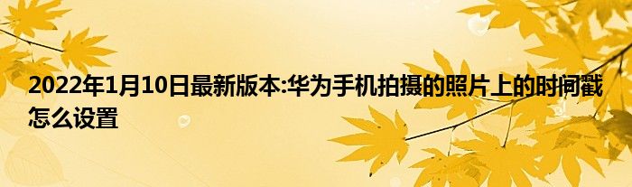 2022年1月10日最新版本:华为手机拍摄的照片上的时间戳怎么设置