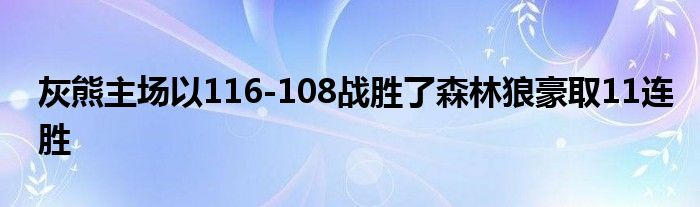 灰熊主场以116-108战胜了森林狼豪取11连胜