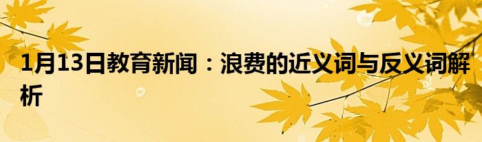 1月13日教育新闻：浪费的近义词与反义词解析