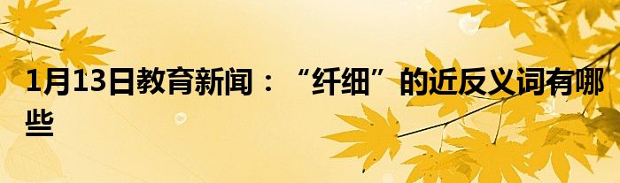 1月13日教育新闻：“纤细”的近反义词有哪些