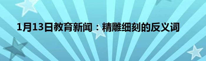 1月13日教育新闻：精雕细刻的反义词
