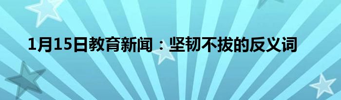 1月15日教育新闻：坚韧不拔的反义词