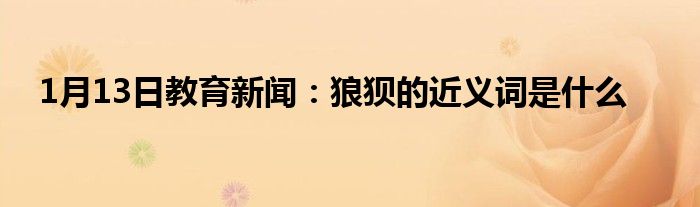 1月13日教育新闻：狼狈的近义词是什么