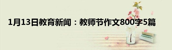 1月13日教育新闻：教师节作文800字5篇