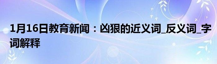 1月16日教育新闻：凶狠的近义词_反义词_字词解释