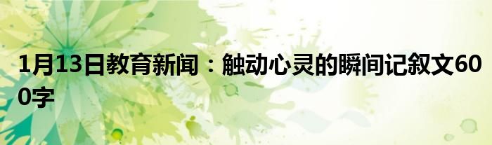 1月13日教育新闻：触动心灵的瞬间记叙文600字
