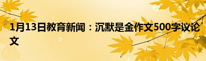 沉默是金作文500字议论文