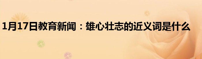 1月17日教育新闻：雄心壮志的近义词是什么