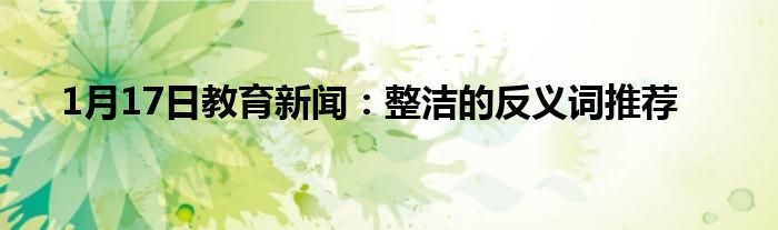 1月17日教育新闻：整洁的反义词推荐