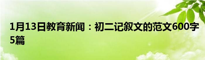 1月13日教育新闻：初二记叙文的范文600字5篇