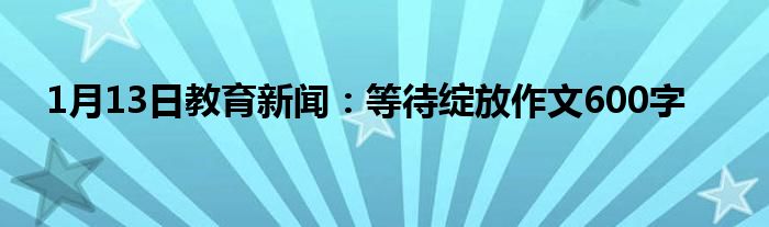 1月13日教育新闻：等待绽放作文600字
