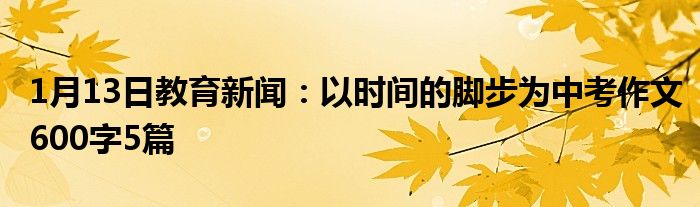 1月13日教育新闻：以时间的脚步为中考作文600字5篇