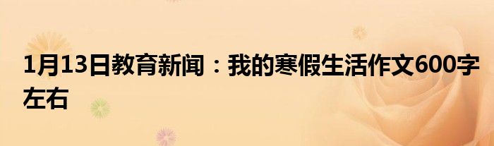 1月13日教育新闻：我的寒假生活作文600字左右