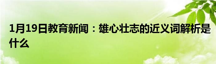 1月19日教育新闻：雄心壮志的近义词解析是什么