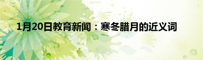 1月20日教育新闻：寒冬腊月的近义词