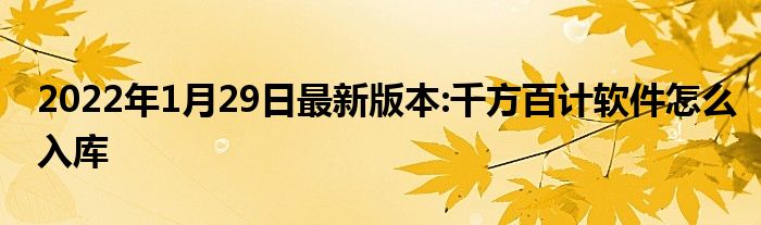 2022年1月29日最新版本:千方百计软件怎么入库